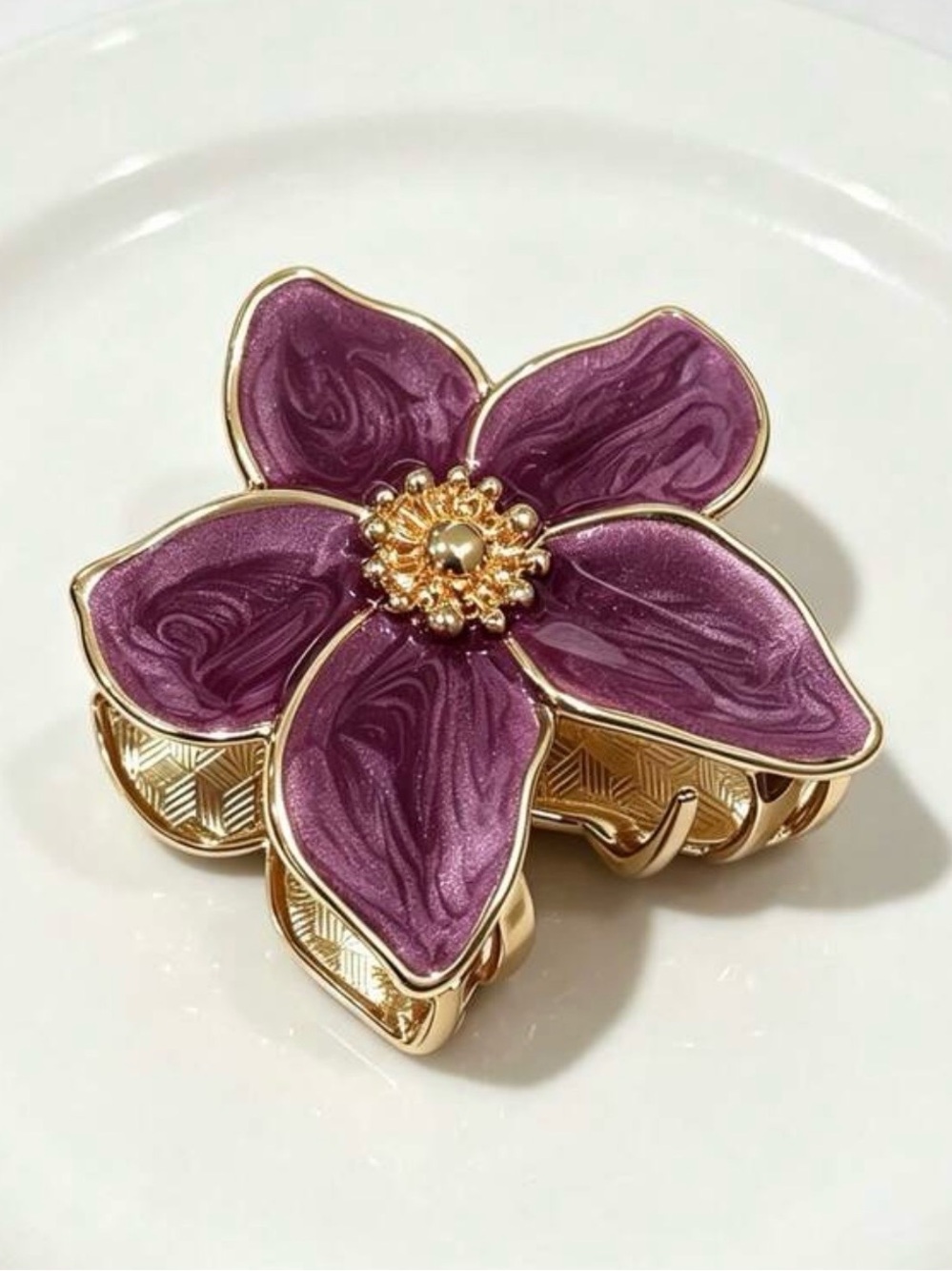 Elegant Purple Floral Hair Claw